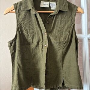 Women's Linen Olive Green Vest